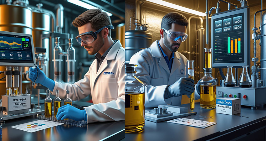 گزارش تخصصی آنالیز روغن صنعتی ROTO-INJECT FLUID ساخت ATLAS COPCO